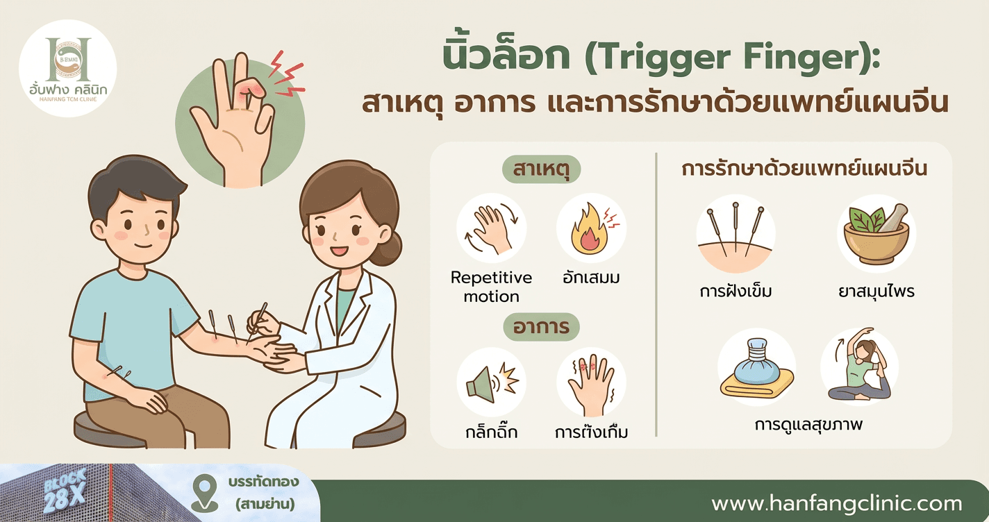 นิ้วล็อก (Trigger Finger): สาเหตุ อาการ และการรักษาด้วยแพทย์แผนจีน